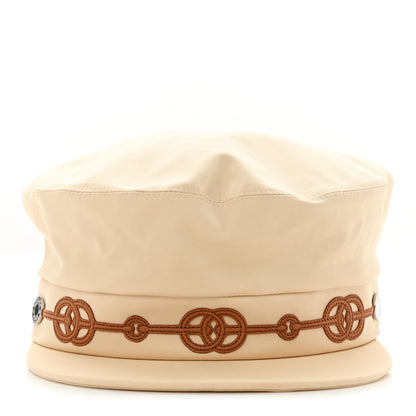 Hermes Double Linen Twill Casquette Cabourg Cliquetis Cap 57 White Creme 3 of 8