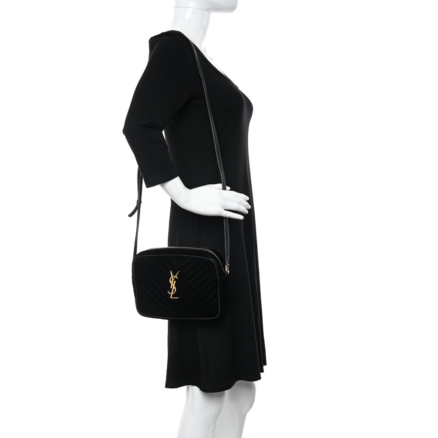Velvet Matelasse Monogram Lou Camera Bag Black