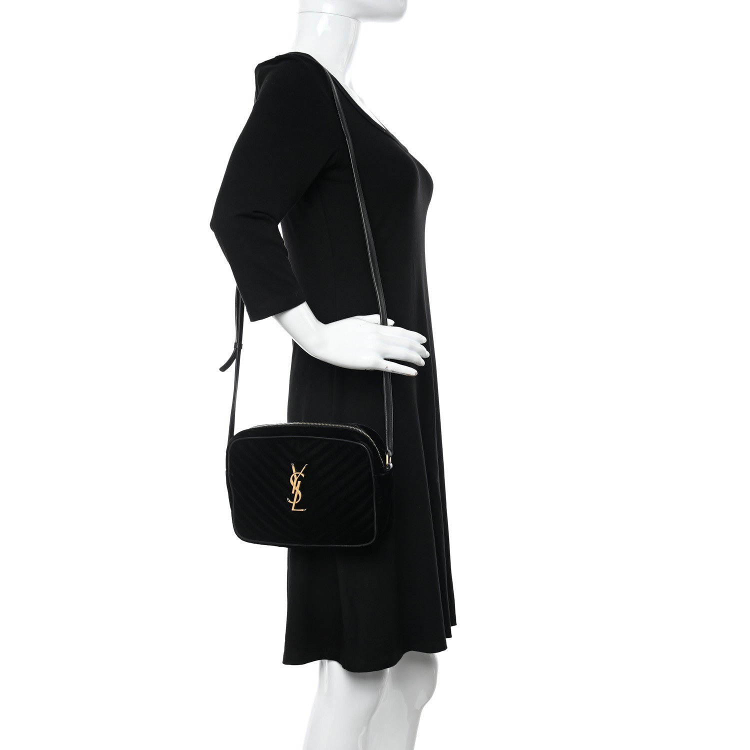 Saint Laurent Velvet Matelasse Monogram Lou Camera Bag Black 2 of 13