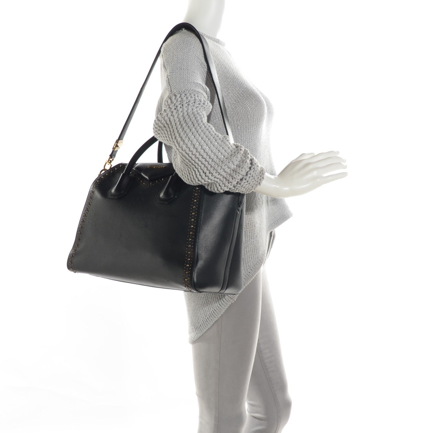 Givenchy Calfskin Medium Studded Antigona Black 5 of 12