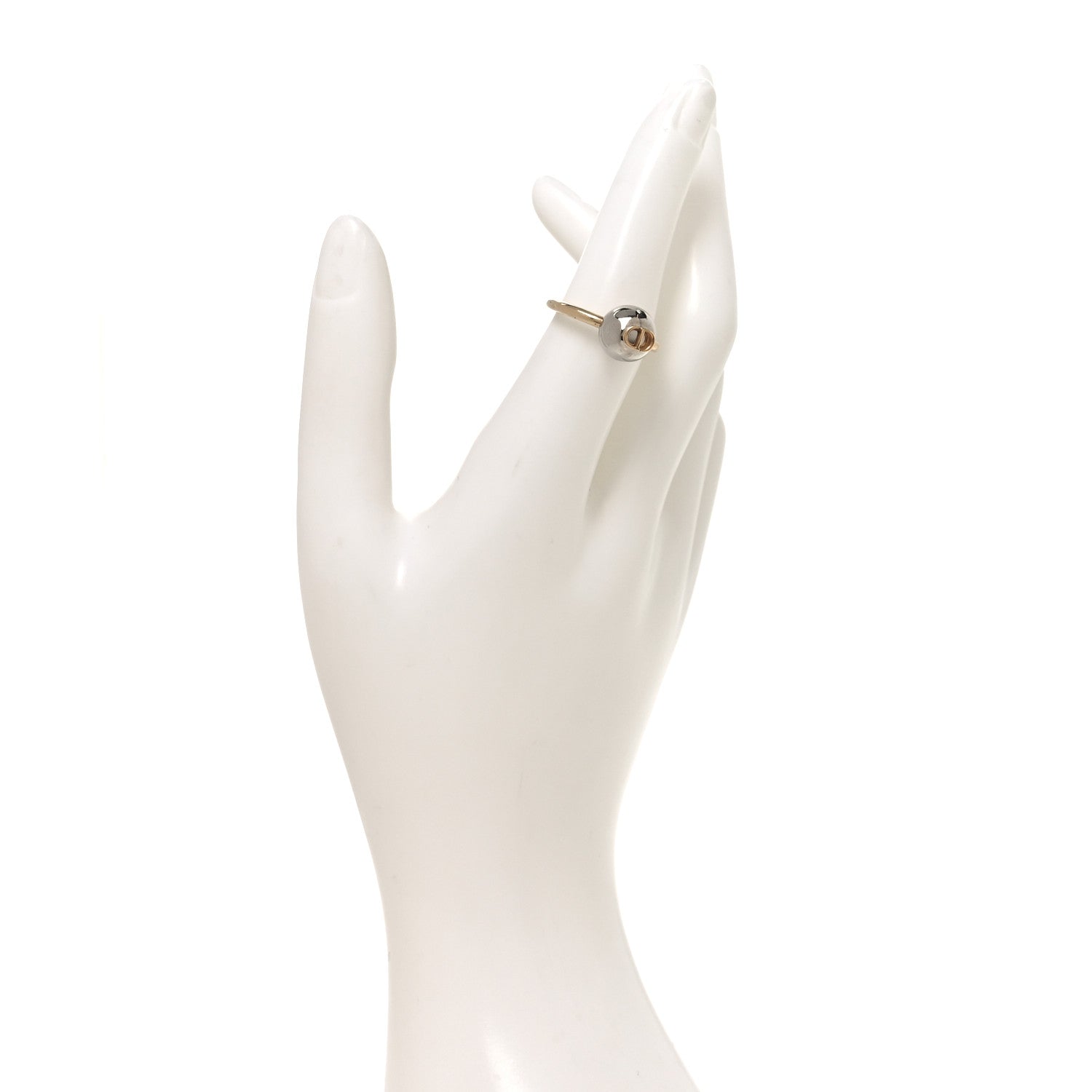 Christian Dior Metal CD Sphere Ring 52 6 Gold Silver 2 of 5