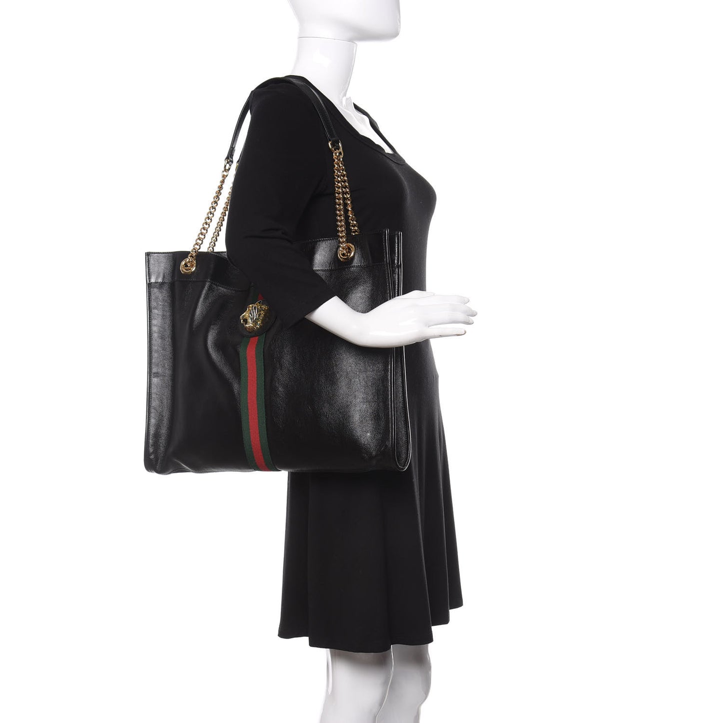 Calfskin Large Rajah Chain Tote Black