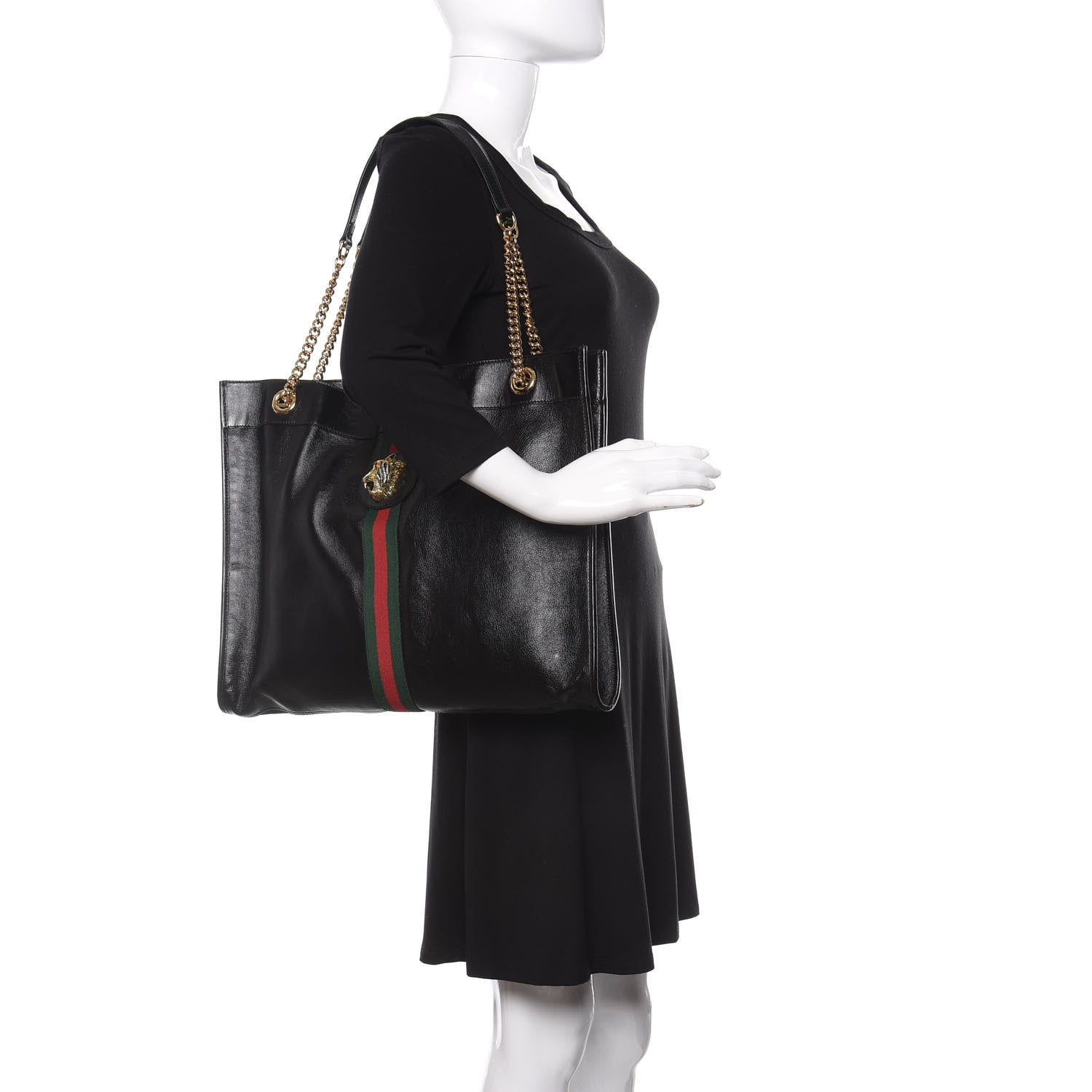 Gucci Calfskin Large Rajah Chain Tote Black 2 of 12