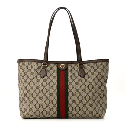 Gucci GG Supreme Monogram Medium Ophidia Shopping Tote Brown 1 of 10