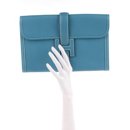 Hermes Epsom Jige PM Clutch Blue Jean 2 of 9