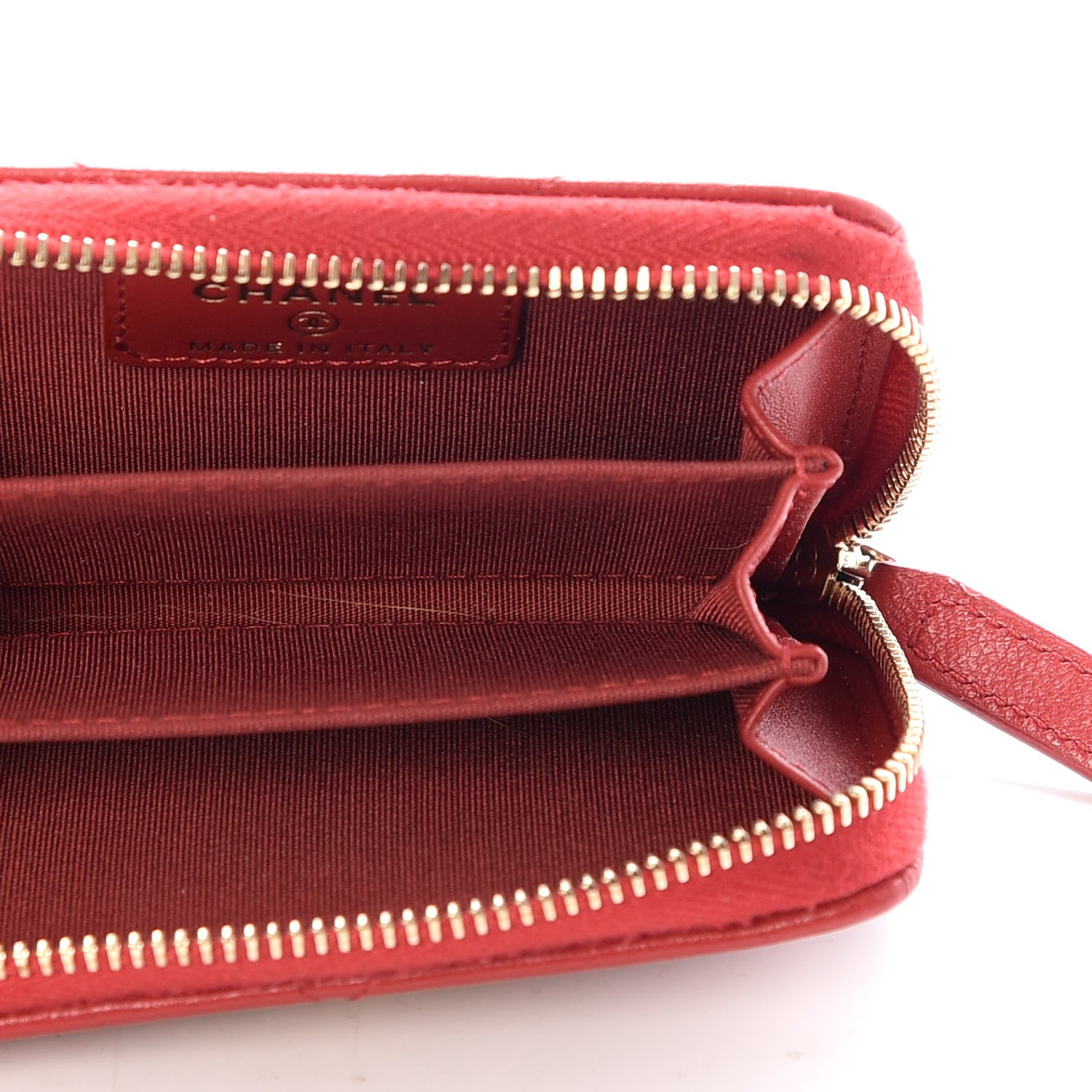 Chanel Goatskin Quilted Chanel 19 Zip Around Coin Purse Wallet Red 5 of 8
