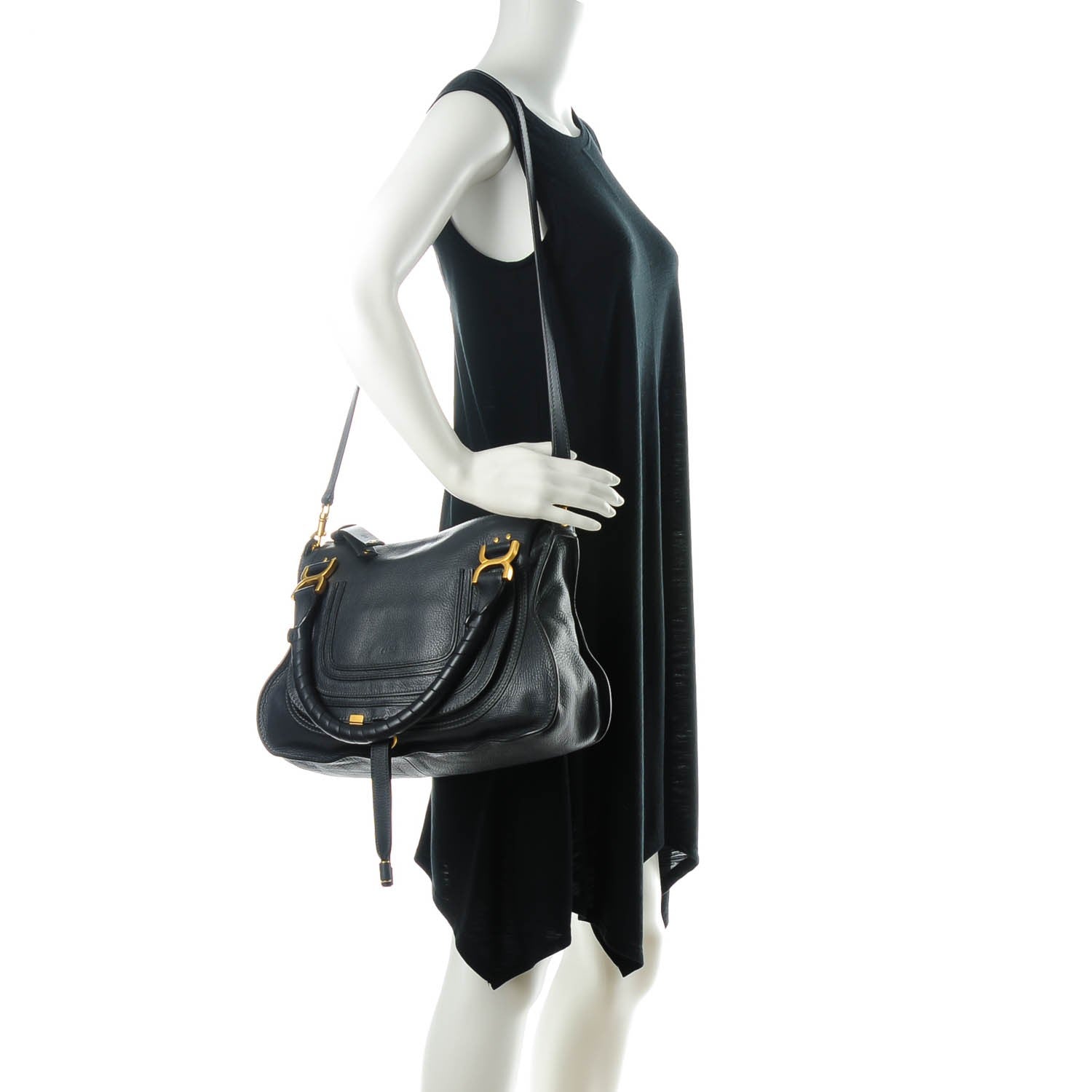 Chloe Calfskin Medium Marcie Satchel Black Bat 2 of 7