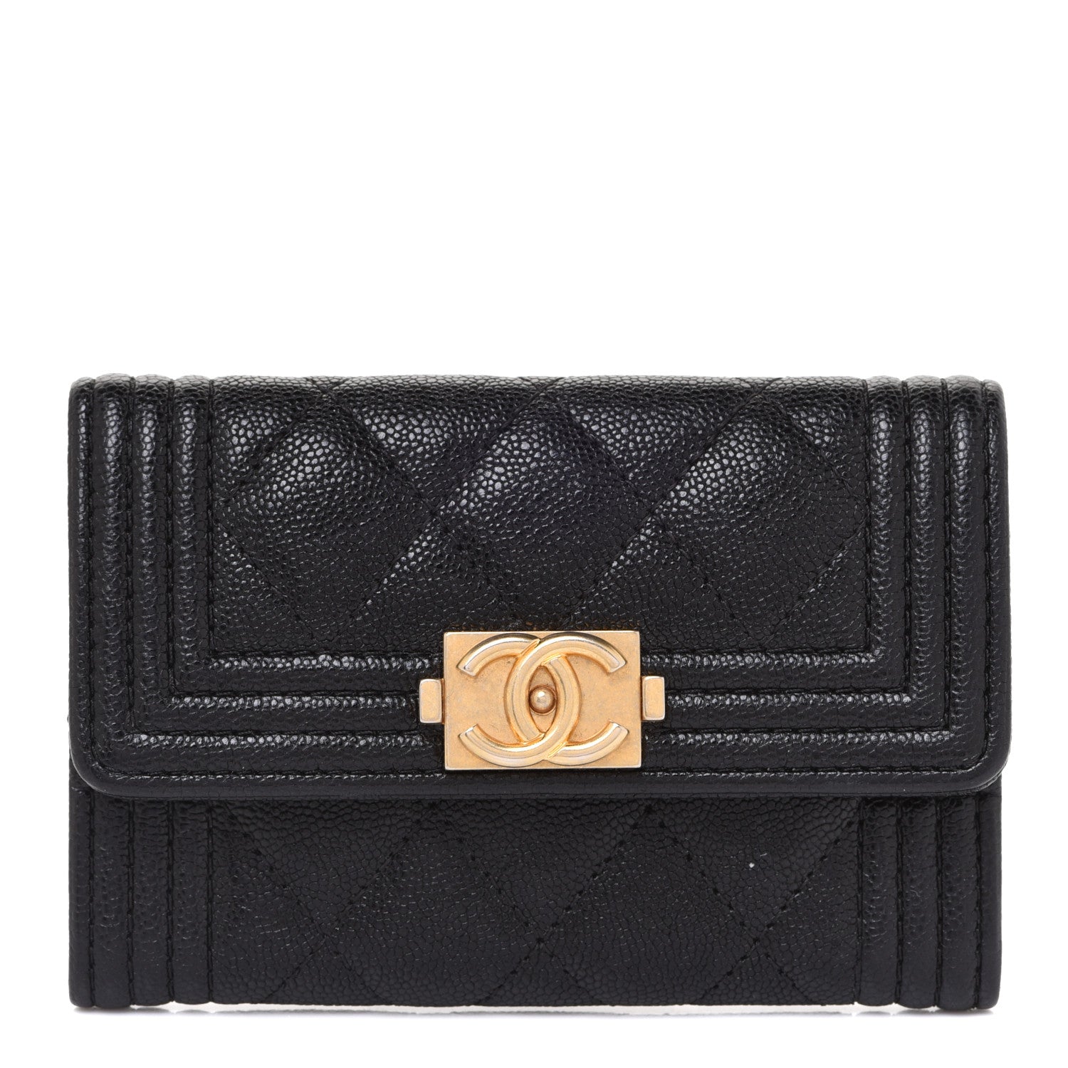 Chanel Caviar Quilted Boy Flap Card Holder Black 1 of 9