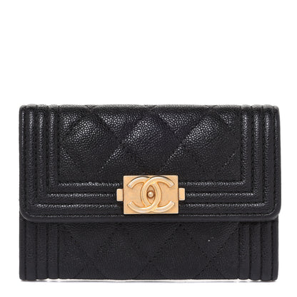 Chanel Caviar Quilted Boy Flap Card Holder Black 1 of 9