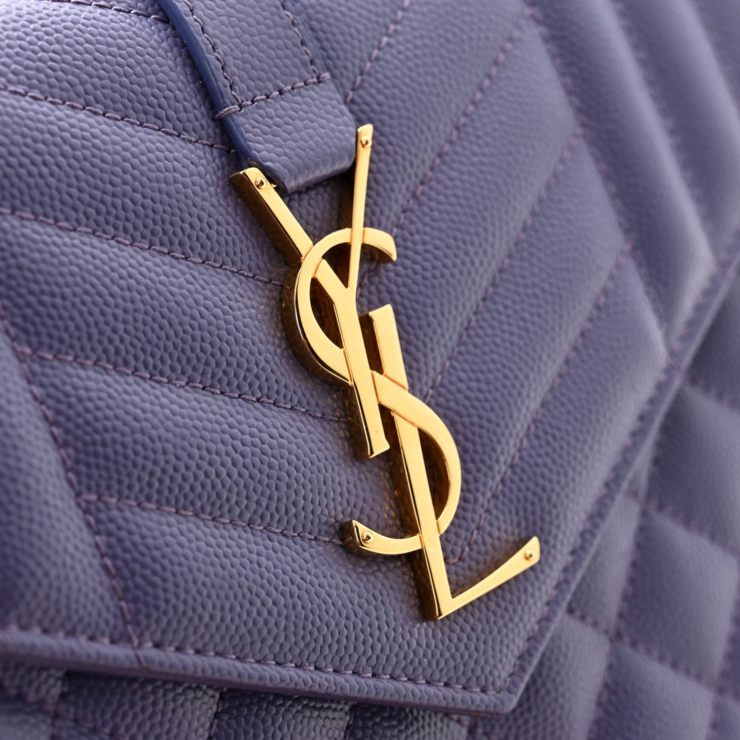 Saint Laurent Grain De Poudre Mixed Matelasse Triquilt Monogram Chain Wallet Mauve 12 of 13