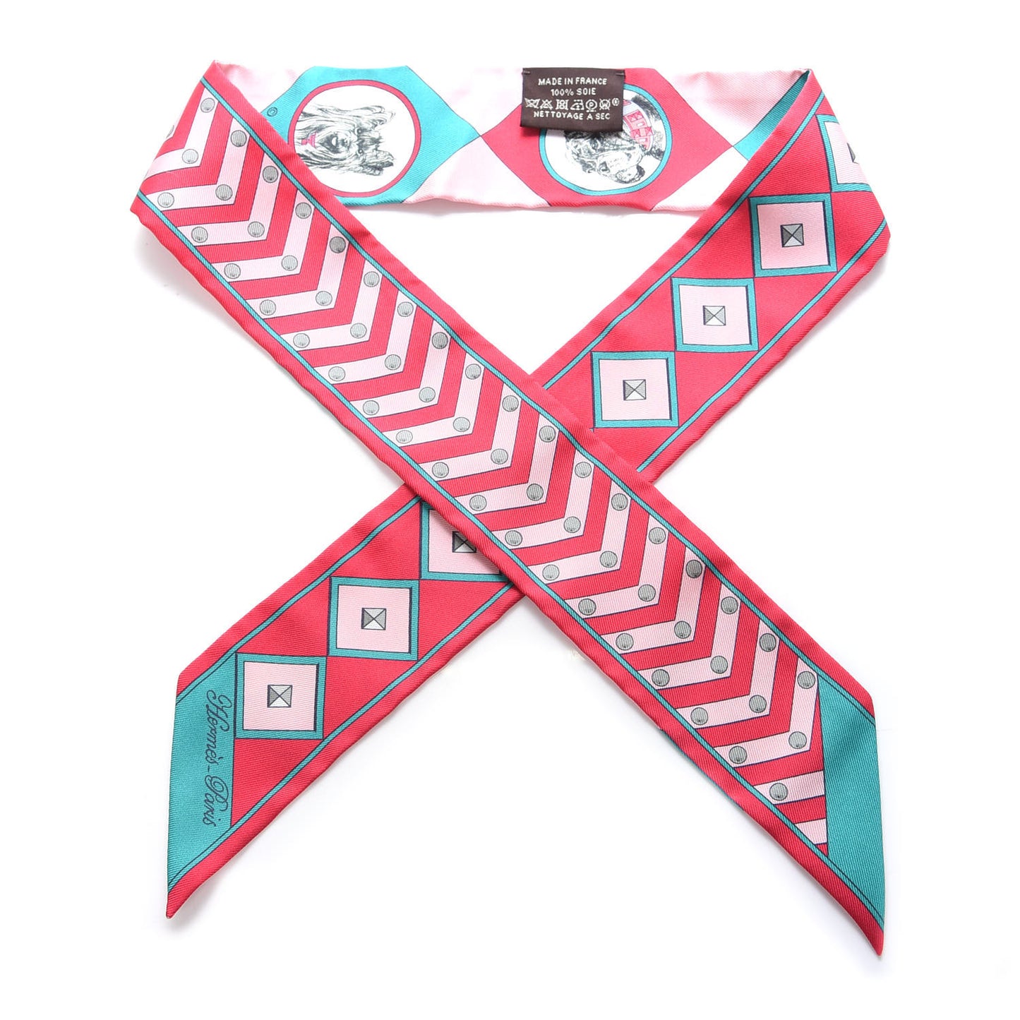 Silk Colliers Et Chiens Twilly Framboise Vert Rose