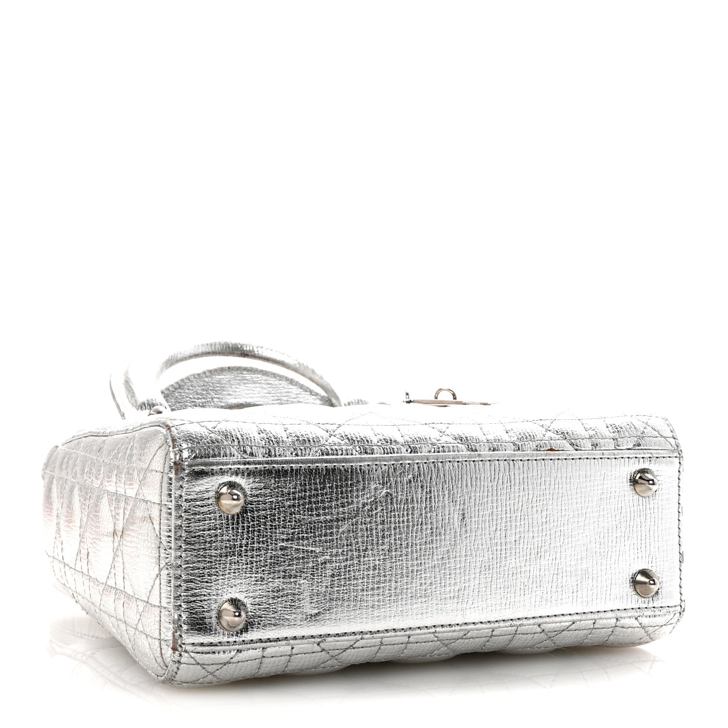 Christian Dior Metallic Grained Calfskin Cannage Small Lucky Badges My Lady Dior Silver 4 of 9