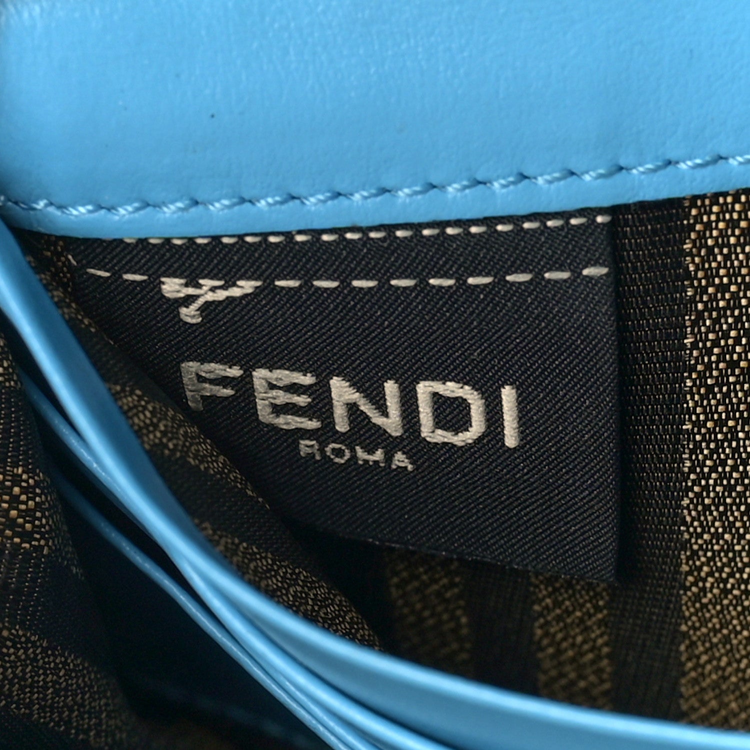 Fendi X SARAH COLEMAN Vitello Liberty Ceylon Micro FF Fish Eye Embossed Continental Envelope Wallet On Chain Multicolor Cyber Blue 7 of 9