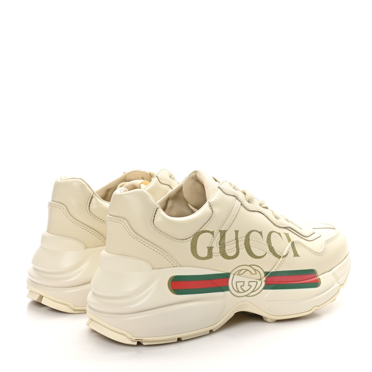 Gucci Calfskin Logo Womens Rhyton Sneakers 36.5 Ivoire 5 of 8