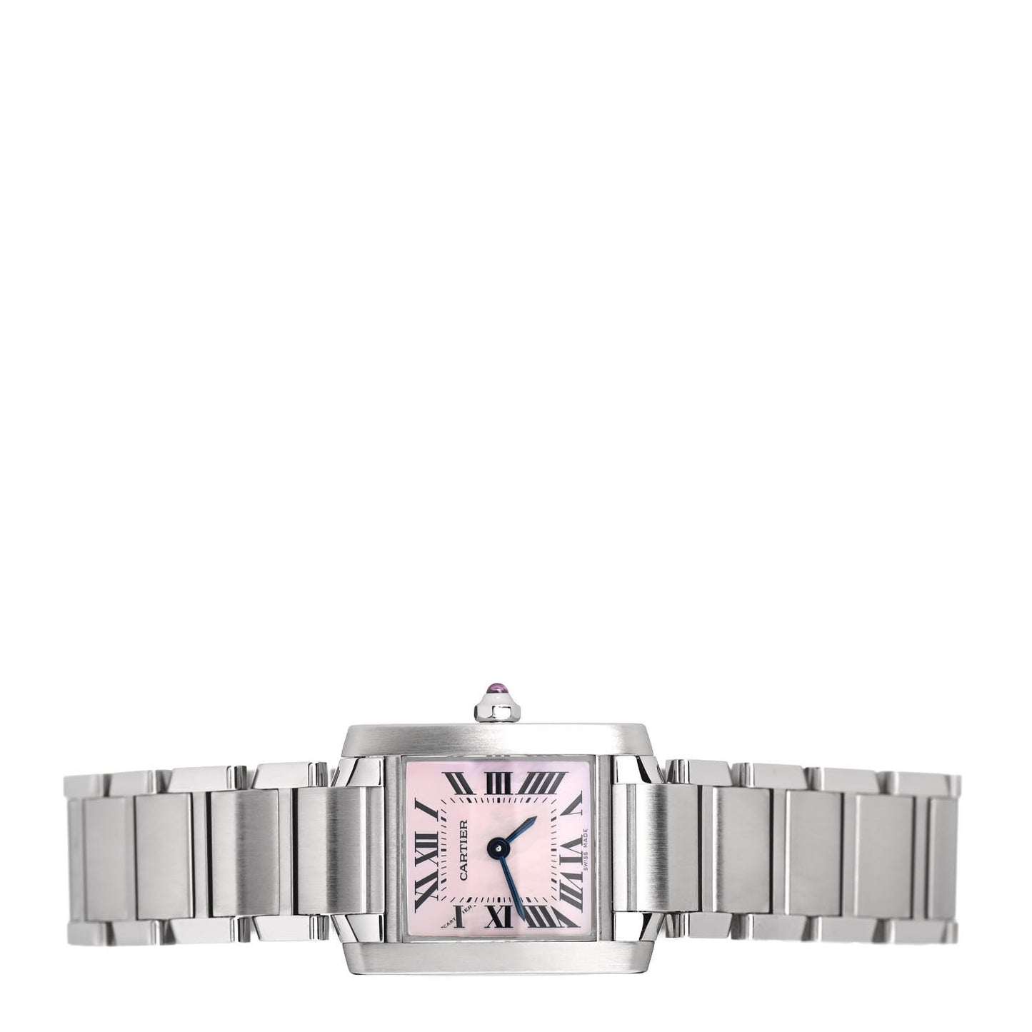 Stainless Steel Pink Mother of Pearl 20mm Tank Francaise Quartz Watch