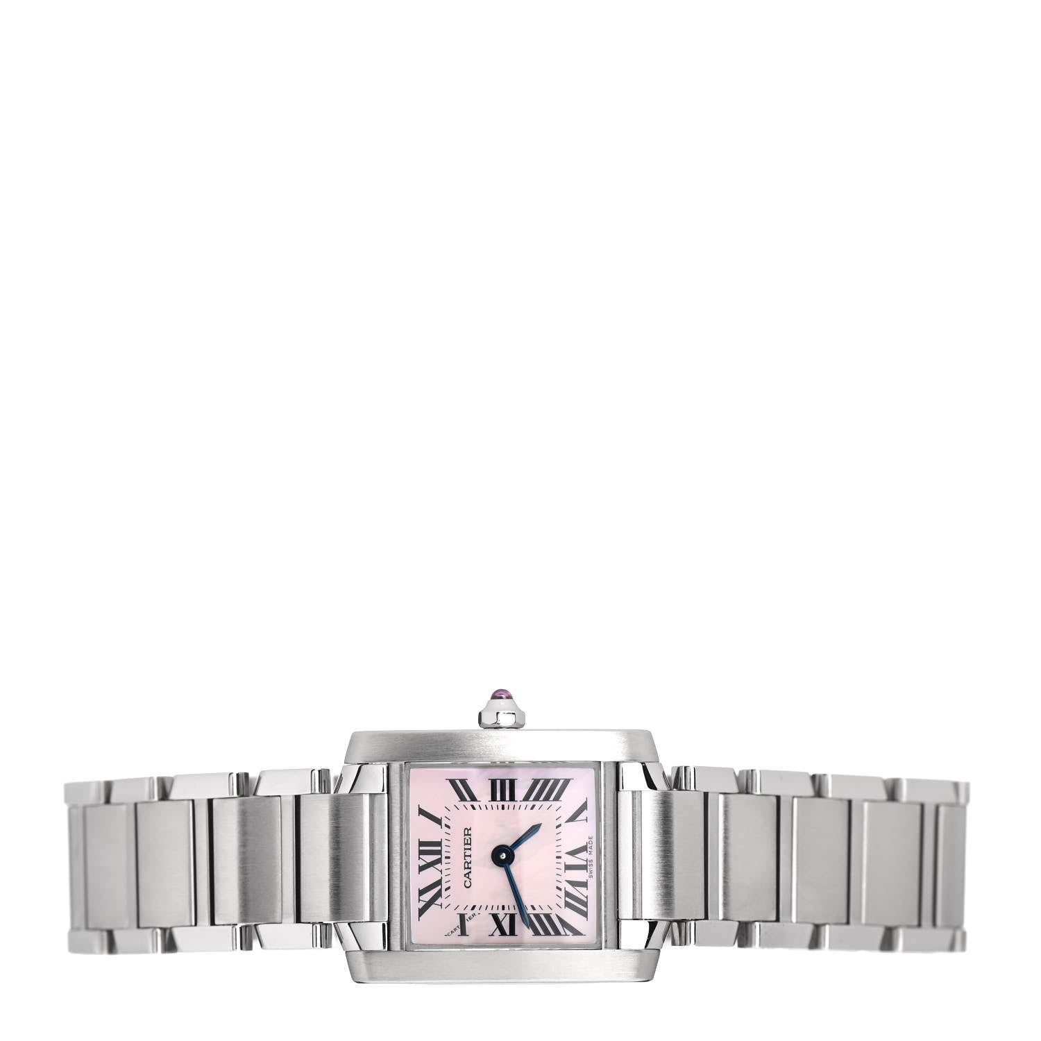 Cartier Stainless Steel Pink Mother of Pearl 20mm Tank Francaise Quartz Watch 2 of 4
