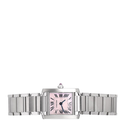 Cartier Stainless Steel Pink Mother of Pearl 20mm Tank Francaise Quartz Watch 2 of 4