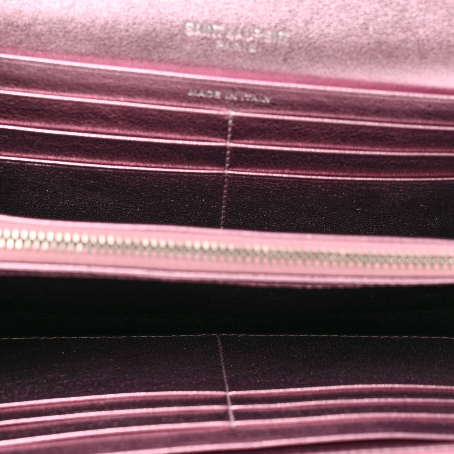 Saint Laurent Metallic Calfskin Classic Monogram Cassandre Wallet New Azalea 5 of 8