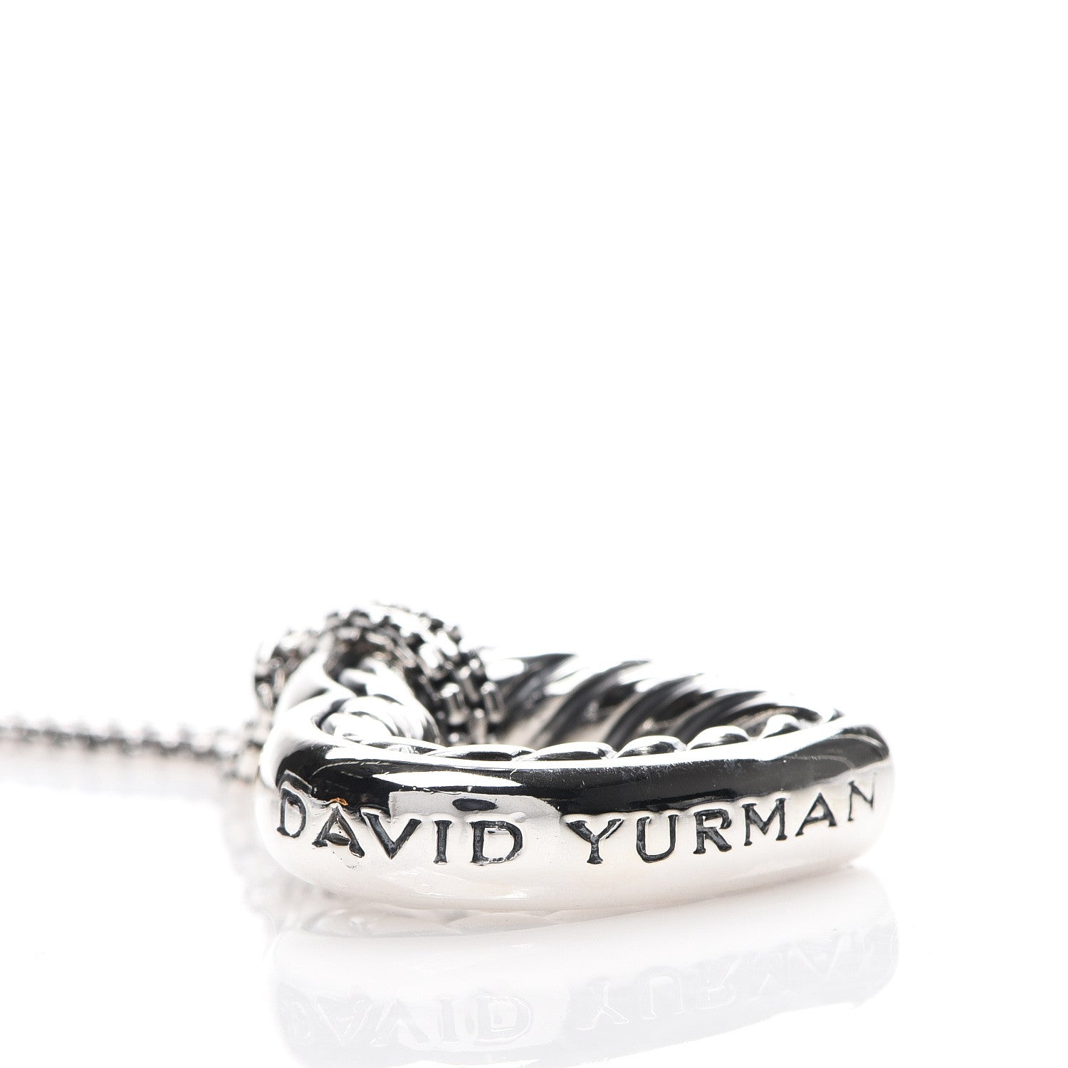 David Yurman Sterling Silver 18K Yellow Gold Open Heart Cable Necklace 4 of 6