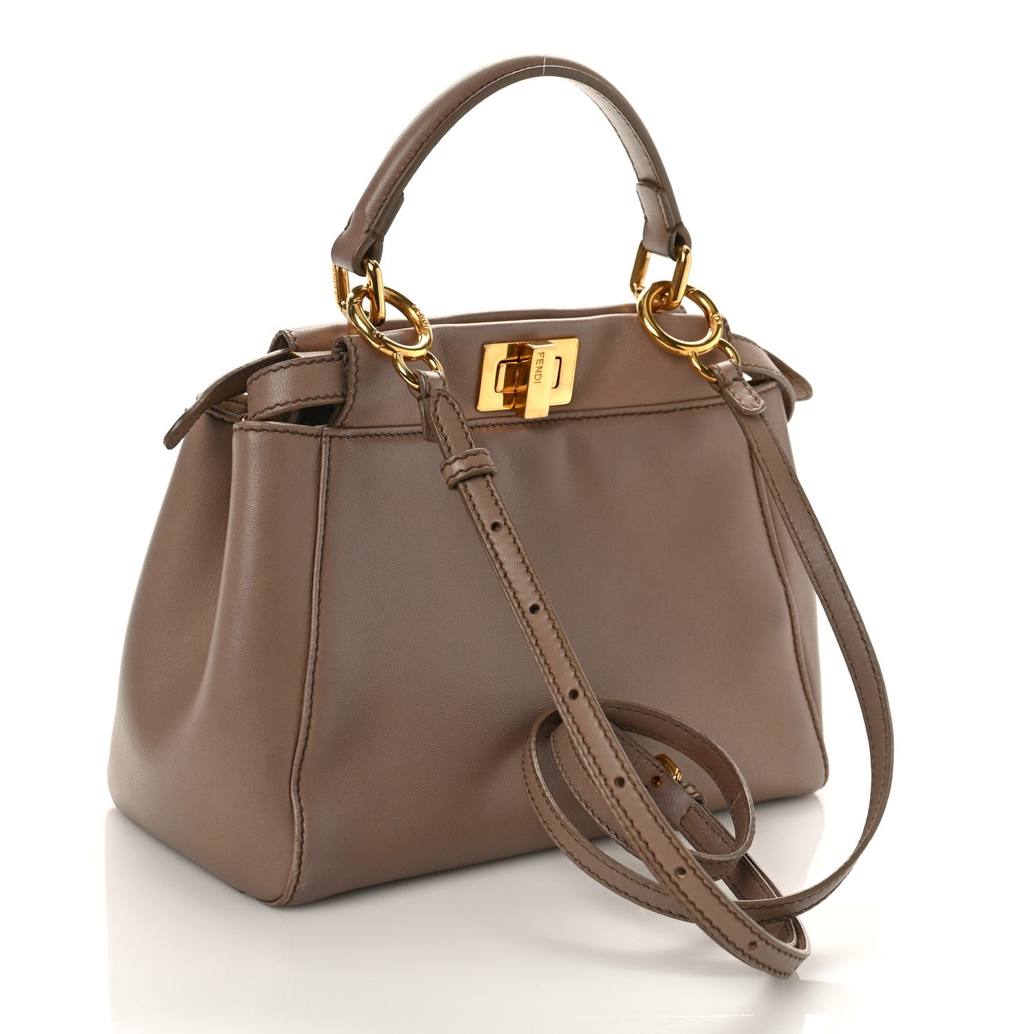 Fendi Nappa Mini Peekaboo Iconic Satchel Tortora 3 of 10
