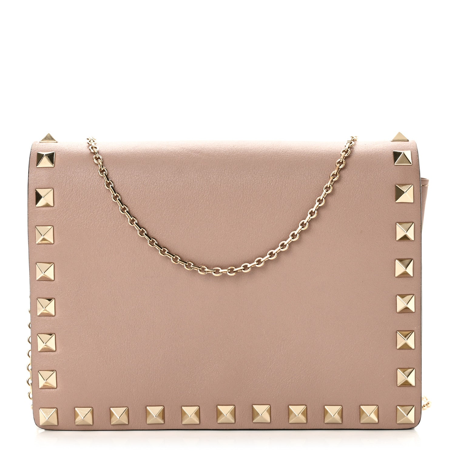 Valentino Garavani Vitello Rockstud Wallet on Chain Poudre 1 of 10