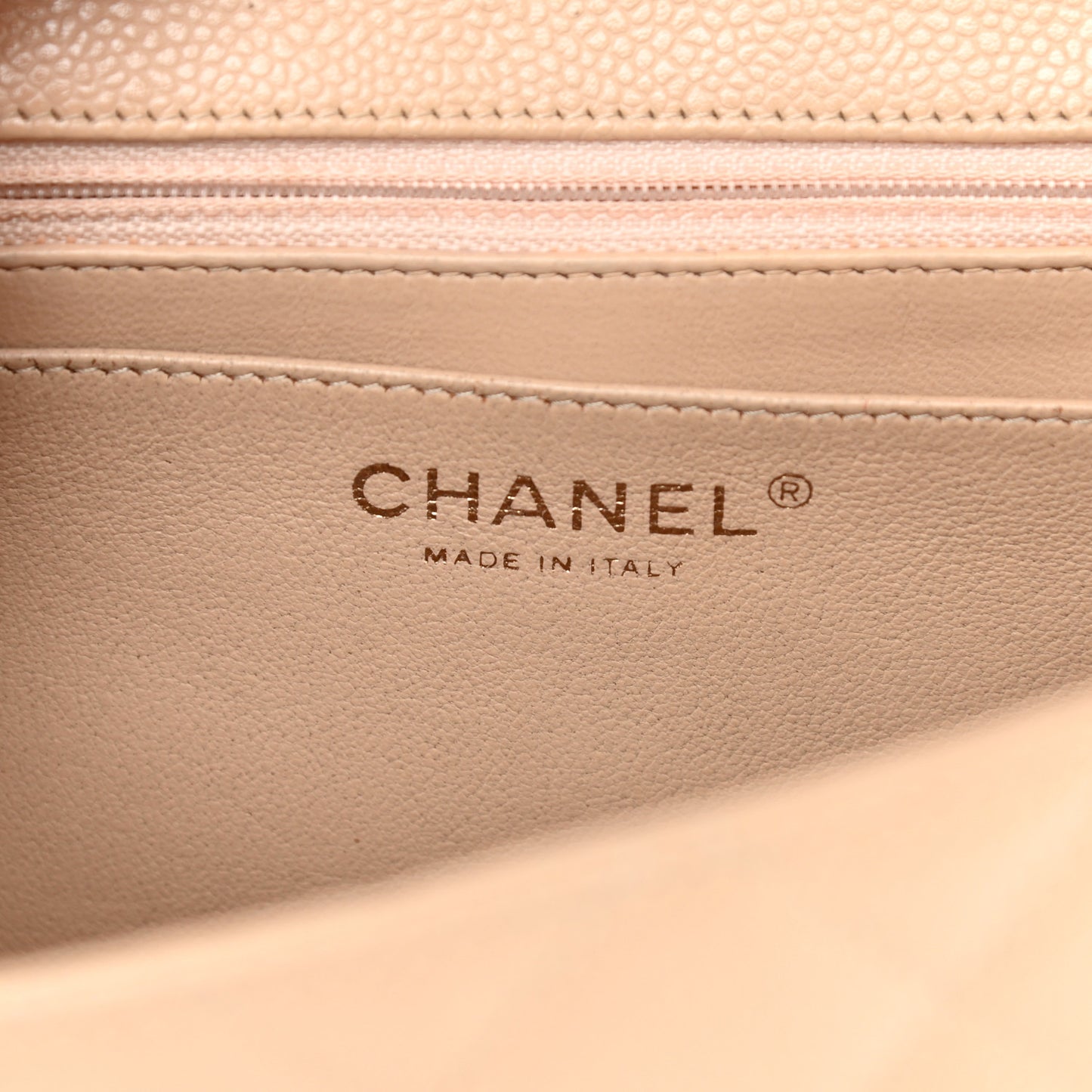 Caviar Quilted Jumbo Single Flap Beige