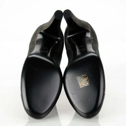 Chanel Metallic Lambskin CC Cap Toe Ankle Boots 38.5 Argent Fonce Black 12 of 15
