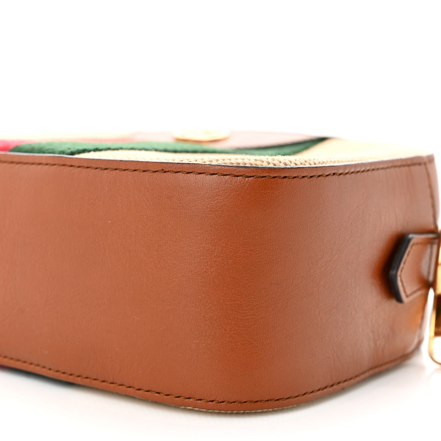 Vintage Canvas Web Shoulder Bag Sand Cuir