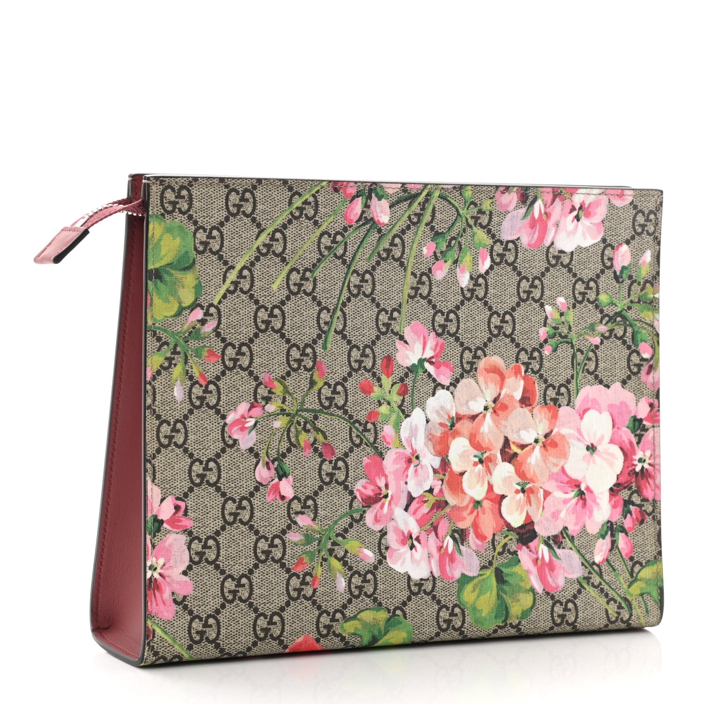 GG Supreme Monogram Blooms Large Cosmetic Case Beige Multicolor Dry Rose