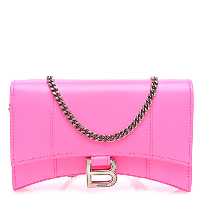 Balenciaga Shiny Box Calfskin XS Hourglass Wallet On Chain Fluo Pink 1 of 9