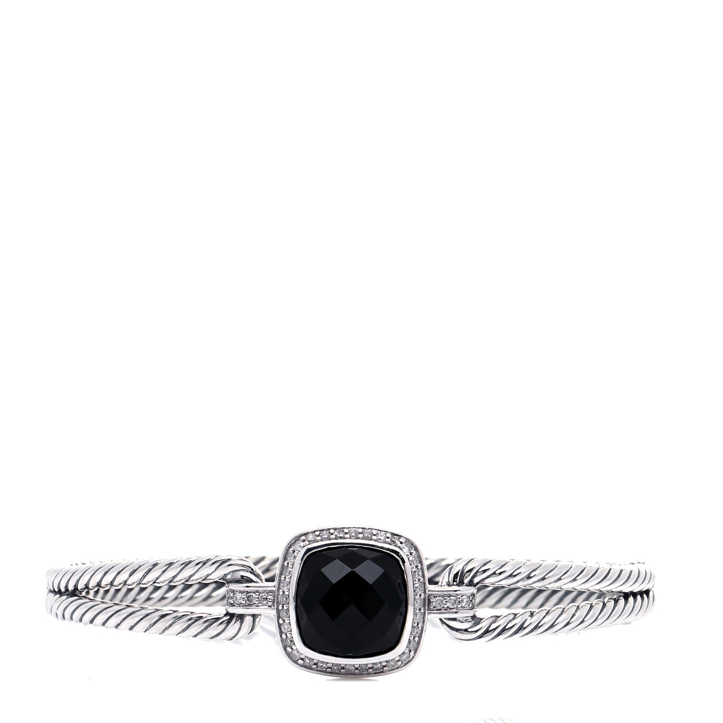 Sterling Silver Diamond Black Onyx Albion Cable Bracelet