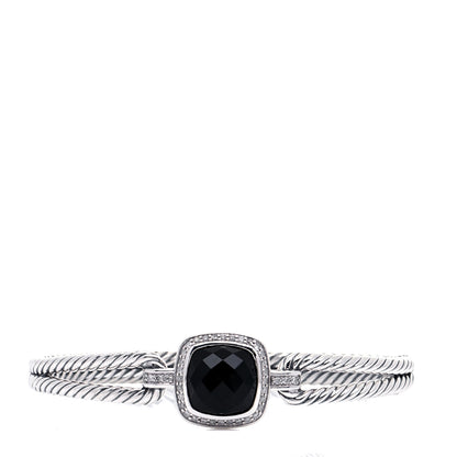 David Yurman Sterling Silver Diamond Black Onyx Albion Cable Bracelet 1 of 5