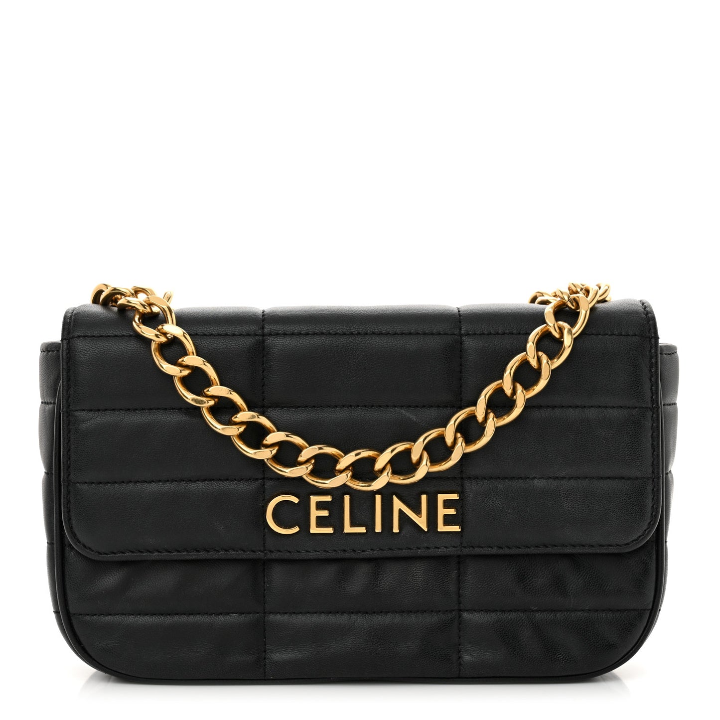 Goatskin Matelasse Chain Shoulder Bag Black