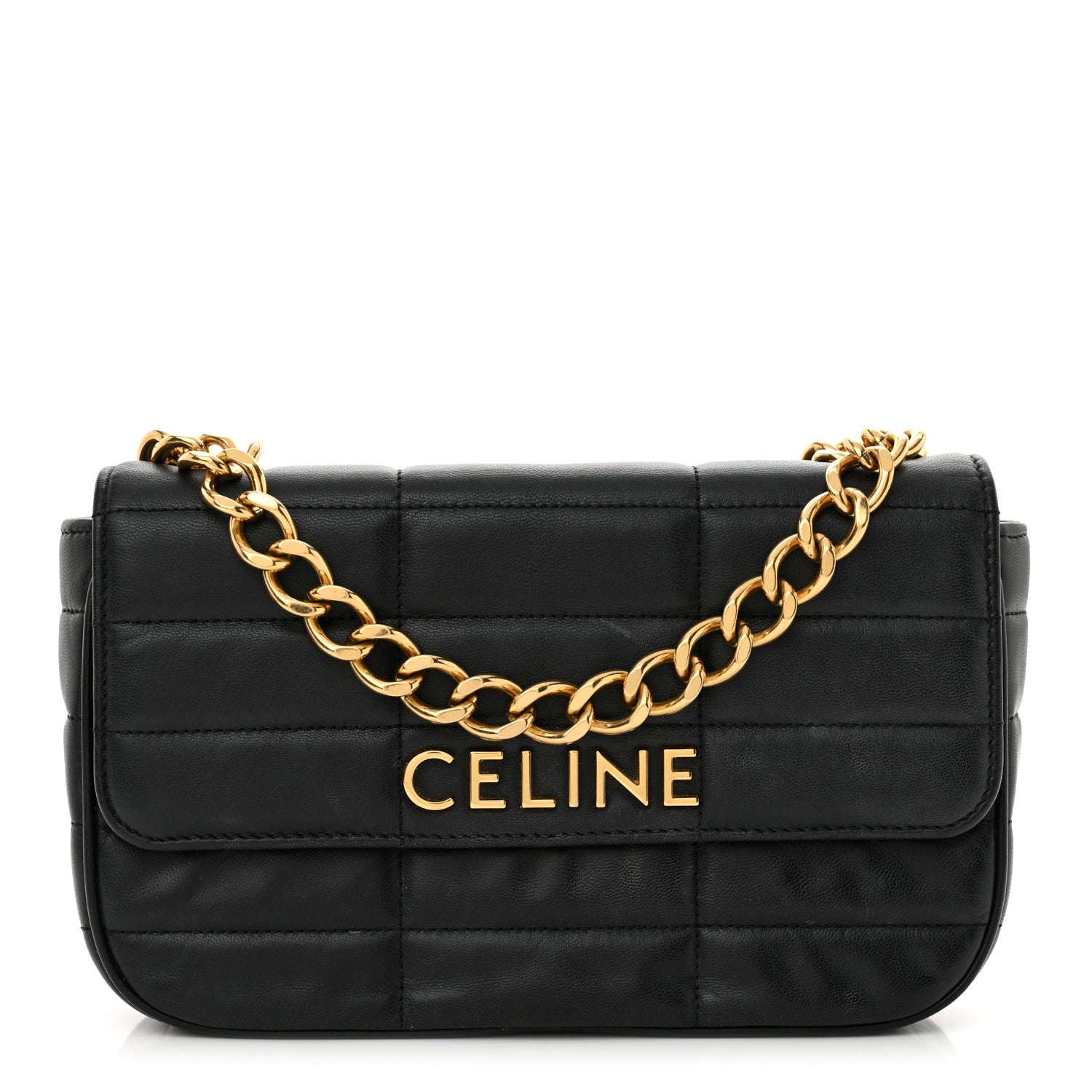 Celine Goatskin Matelasse Chain Shoulder Bag Black 1 of 17