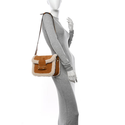 Gucci Suede Shearling Horsebit 1955 Shoulder Bag Brown 2 of 10