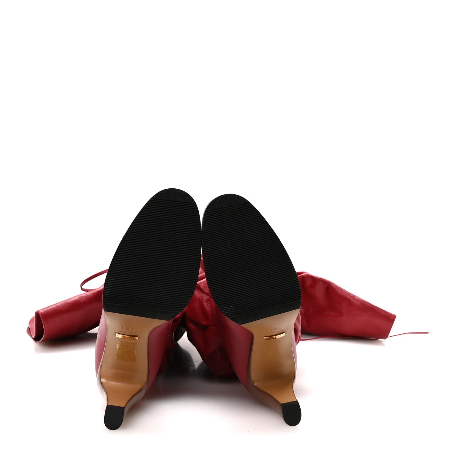 Gucci Deauville Calfskin Cinched Over The Knee High Boots 35.5 Red 5 of 7