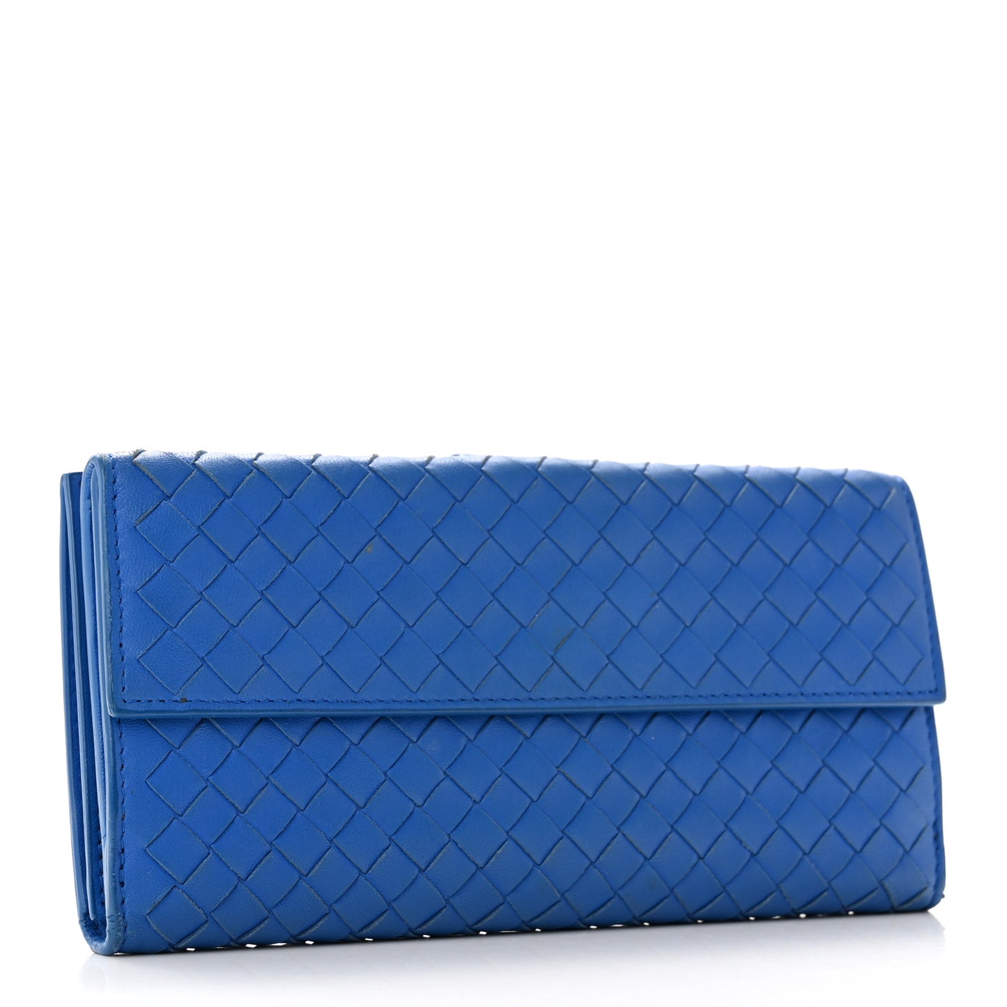 Nappa Intrecciato Continental Flap Wallet Bluette