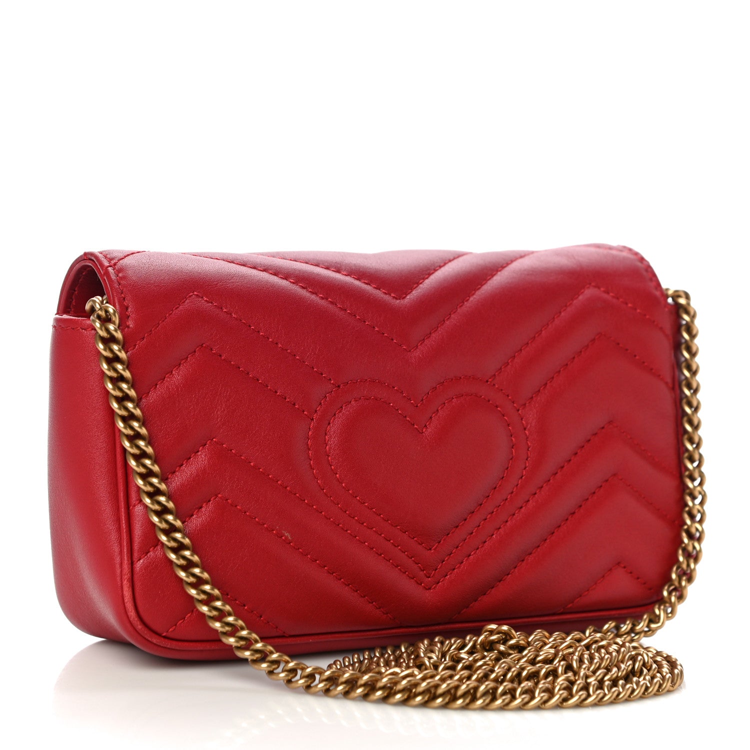 Gucci Calfskin Matelasse Super Mini GG Marmont Shoulder Bag Hibiscus Red 3 of 11