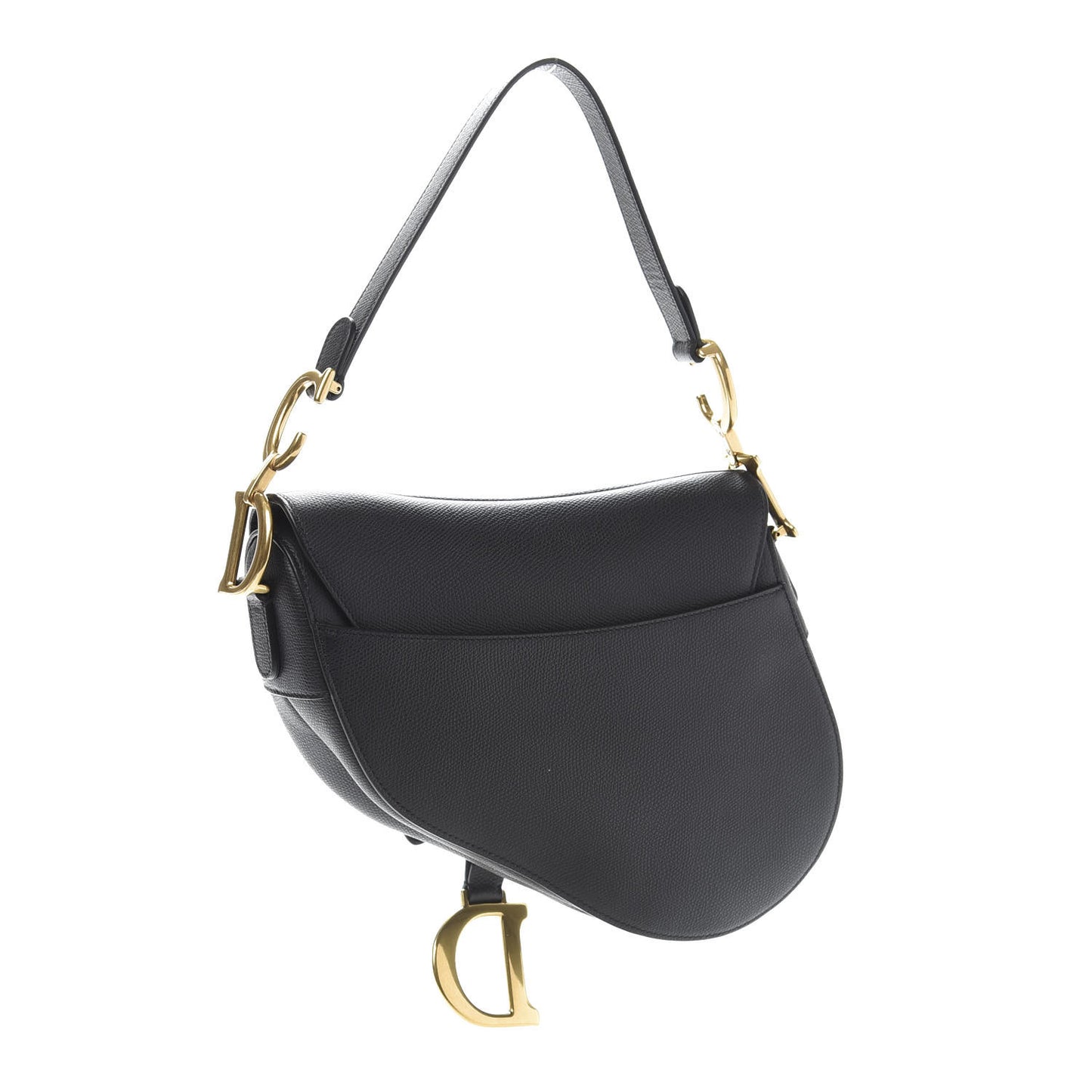 Grained Calfskin Saddle Bag Black