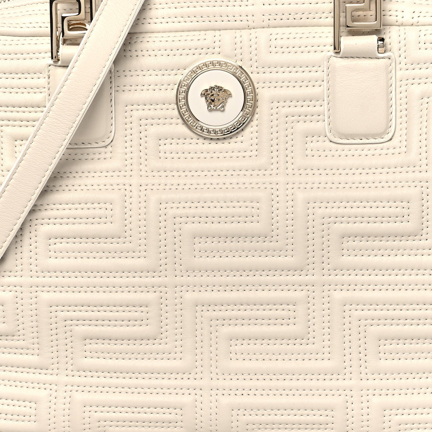 Calfskin Icon Quilted Shoulder Bag White