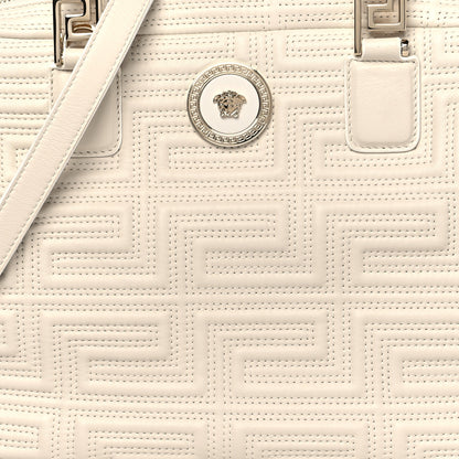Versace Calfskin Icon Quilted Shoulder Bag White 7 of 10