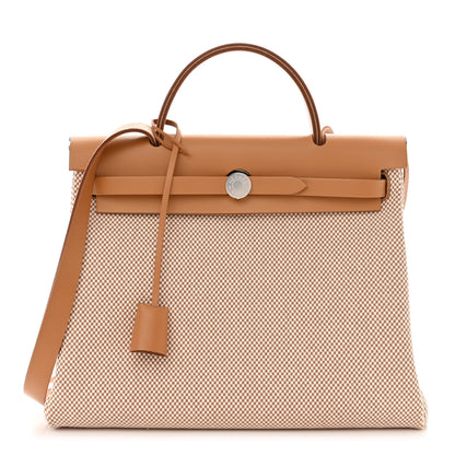 Hermes Vache Hunter Criss Viking Herbag Zip Retourne 31 PM Ecru Beige Naturel 3 of 13