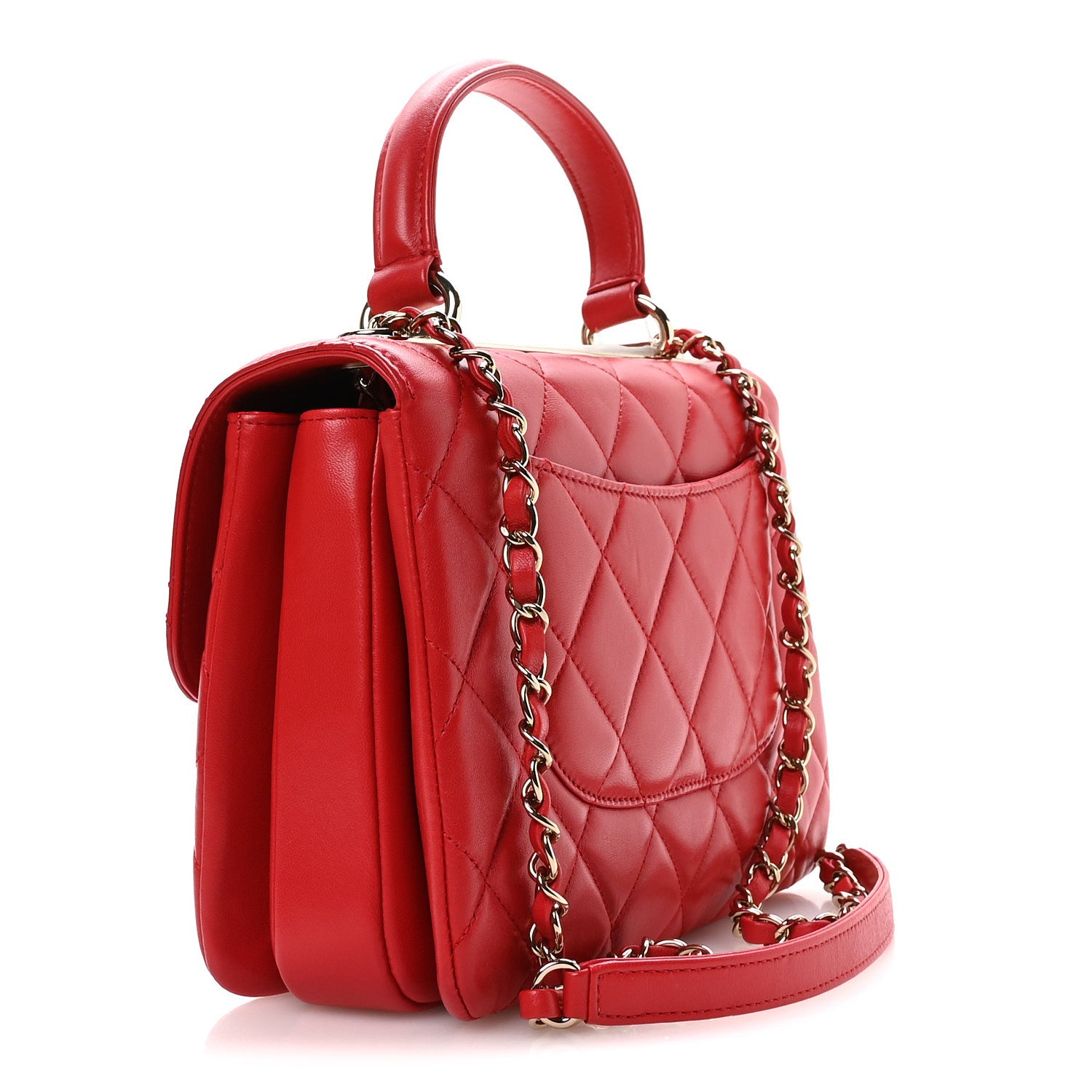 Chanel Lambskin Quilted Small Trendy CC Flap Dual Handle Bag Red 3 of 10