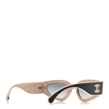 Chanel Acetate Cat Eye Sunglasses 6056 Black Beige 4 of 7