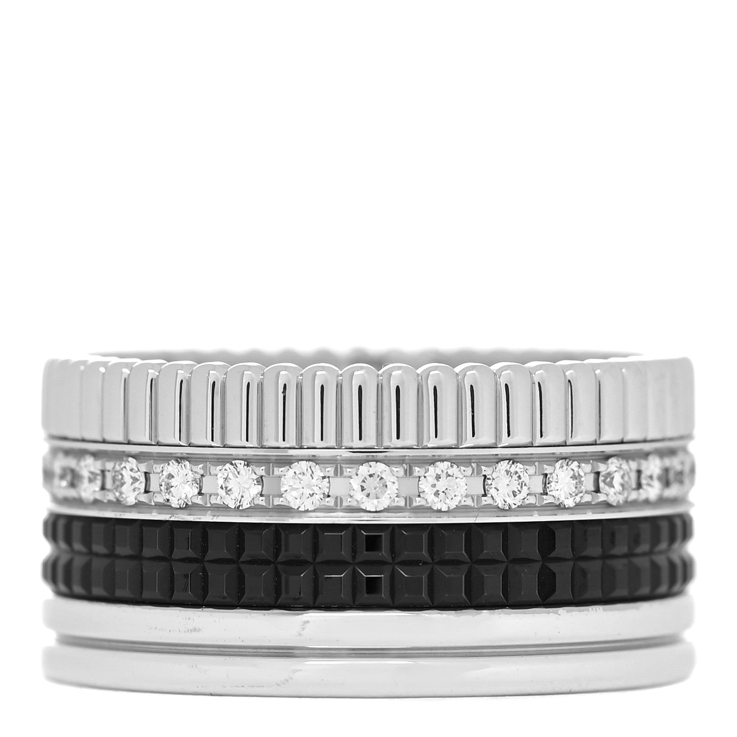 Boucheron 18K White Gold Diamond PVD Large Quatre Classique Ring 63 10.5 1 of 6