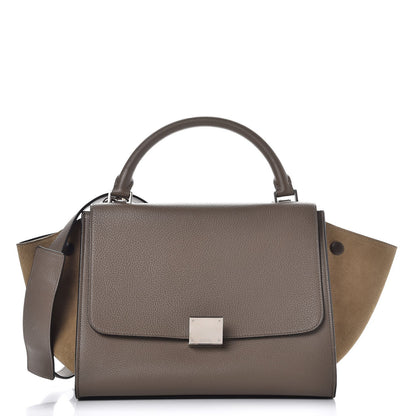Celine Drummed Calfskin Suede Small Trapeze Souris 1 of 6