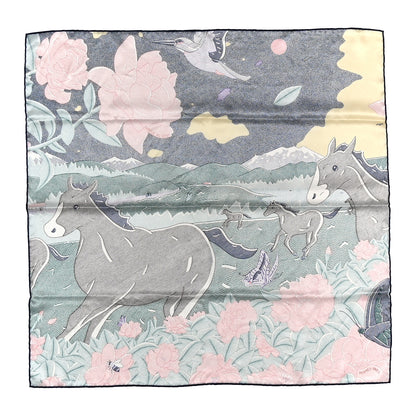 Hermes Silk Ivresse Au Vent Scarf 70 Bleu Rose Vert 1 of 5