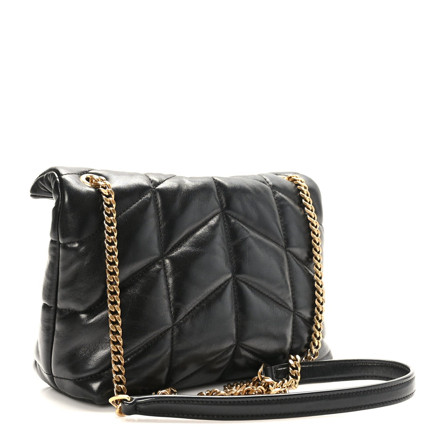 Lambskin Quilted Toy Loulou Puffer Monogram Chain Satchel Black
