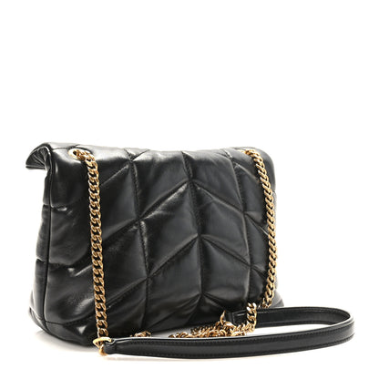 Saint Laurent Lambskin Quilted Toy Loulou Puffer Monogram Chain Satchel Black 3 of 9
