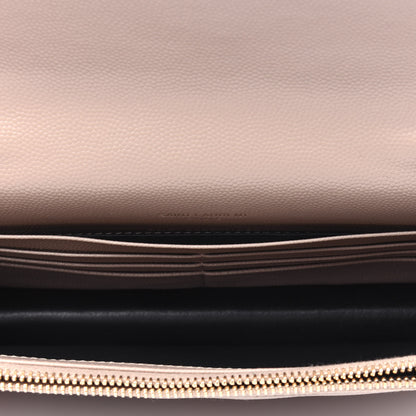 Saint Laurent Grain De Poudre Matelasse Chevron Monogram Envelope Chain Wallet Dark Beige 5 of 13